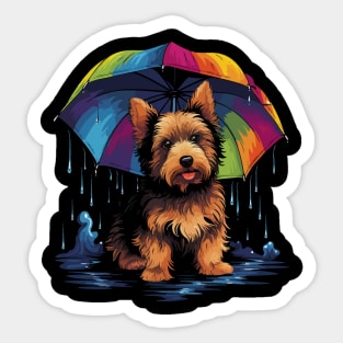 Australian Terrier Rainy Day With Umbrella Sticker